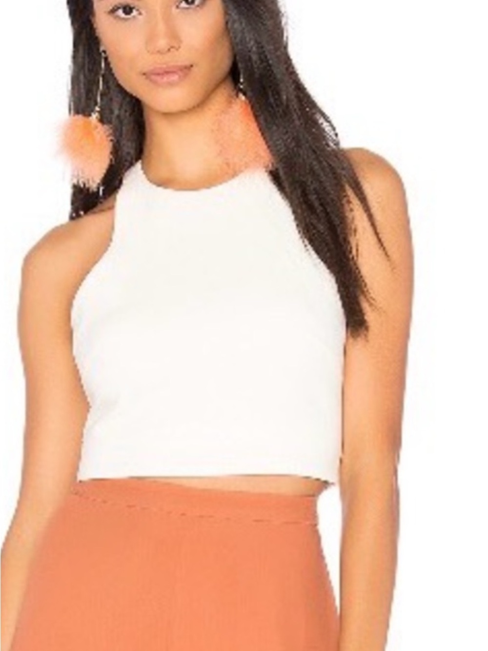 Likely White High-Neck Cropped Tank